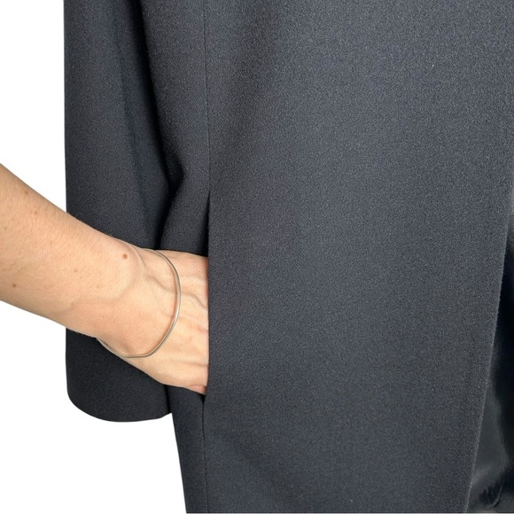 A & K DESIGNS Vintage 90's Black Wool Collarless Round Neck Jacket Size Medium - Picture 5 of 8